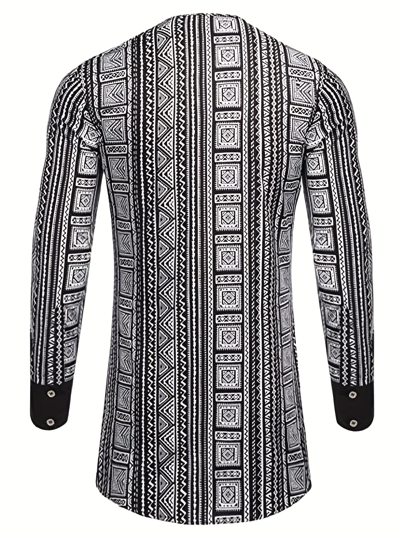 Men's African Dashiki Shirt Button Long Sleeve with Pocket
