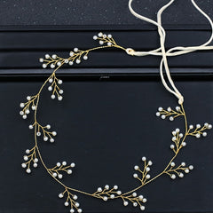 Faux Pearl Bridal Headband Hair Vine Band For Women Bride Pearl Wedding