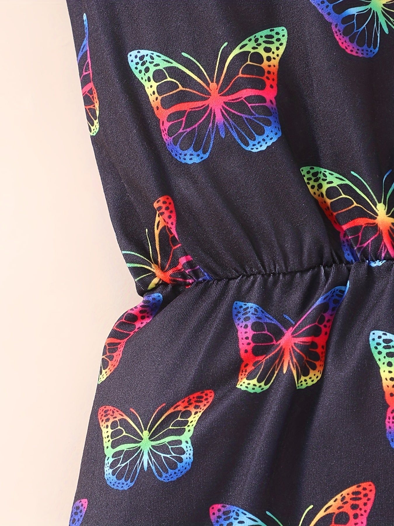 Toddler Kids Butterfly Graphic Backless Jumpsuit