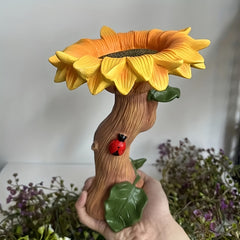 Sunflower Bird Feeder Resin Bird Food Holder Cartoon Plant Ornament