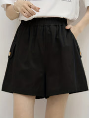 Casual Elastic Waist Cargo Shorts with Pockets