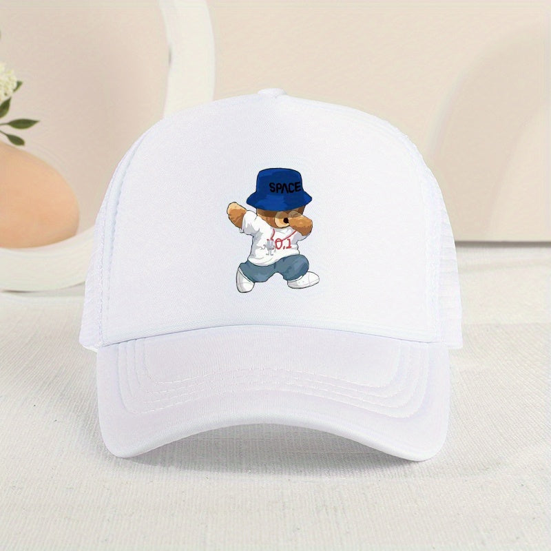Mesh Bear Print Baseball Cap Sunshade Peaked Cap for Kids