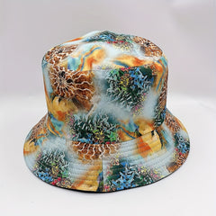 Under Sea Print Reversible Cotton Basin Hat UV Protection Travel Beach Hats