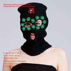 Rhinestone Flower Decor Balaclava Ski Mask Y2K Windproof Cycling Face Covering