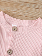 Baby Girls Cotton Bodysuit Long Sleeve Botton Down Romper