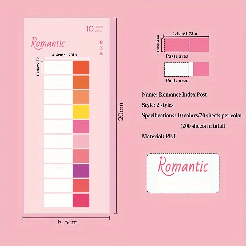 400 Pcs Romantic Index Stickers 20 Colors Waterpr