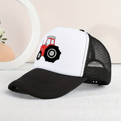 Cartoon Tractor Mesh Cap Sun Protection for Kids