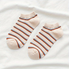 Plaid & Stripe Ankle Socks Soft & Lightweight All match Socks Women's Stockings