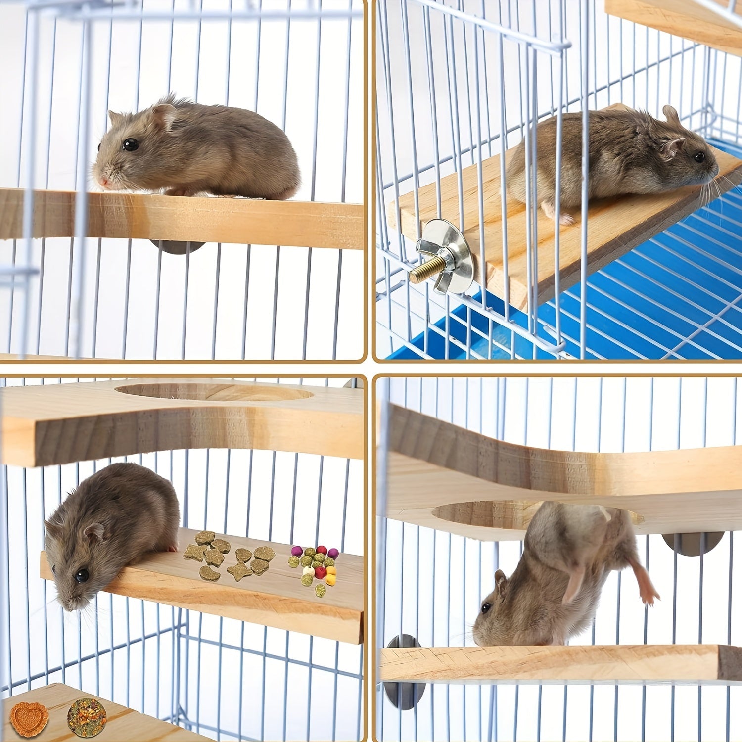 5pcs Hamster Wooden Platforms Set L Shaped Small Pet Cage Accessories