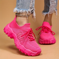 Women's Lightweight Woven Sneakers Breathable Shock Absorbing Running Shoes