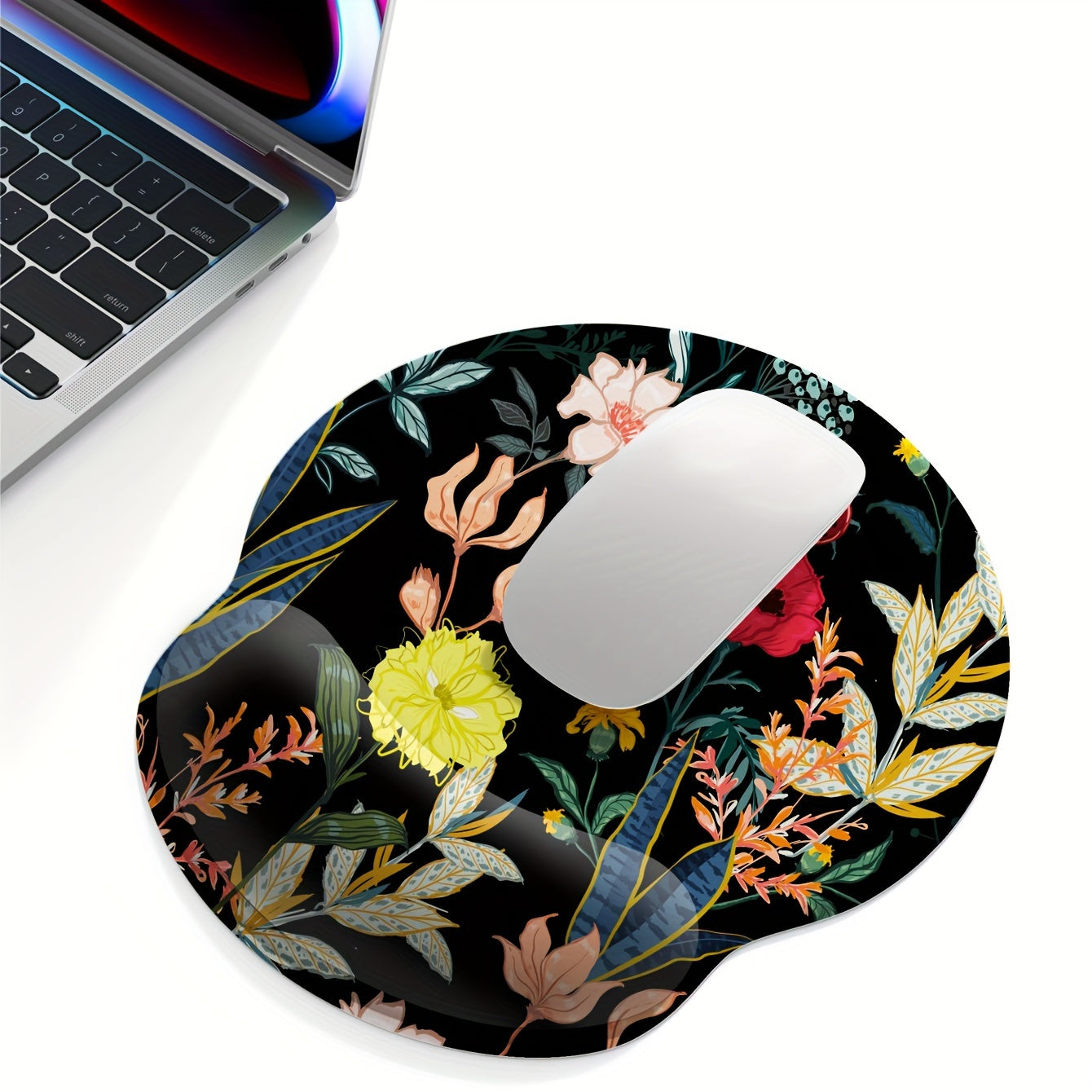 Colorful Flower Wrist Mouse Pad with Wrist Guard