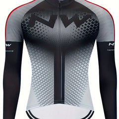 Geometric Pattern Men's Zip Up Cycling Jersey