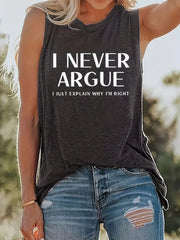 Women's Letter Print Crew Neck Tank Top