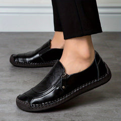 Men's Stitch Detail Loafer Shoes Zipper Slip-On Shoes Spring Summer