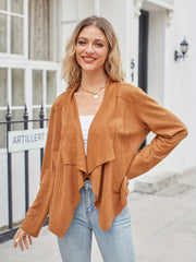 Waterfall Collar Jacket Open Front Long Sleeve