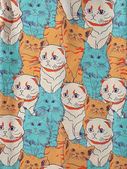 Men's Cat Print Button Up Shirt