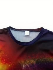 Men's Tree And Galaxy Graphic T Shirt Short Sleeve Top