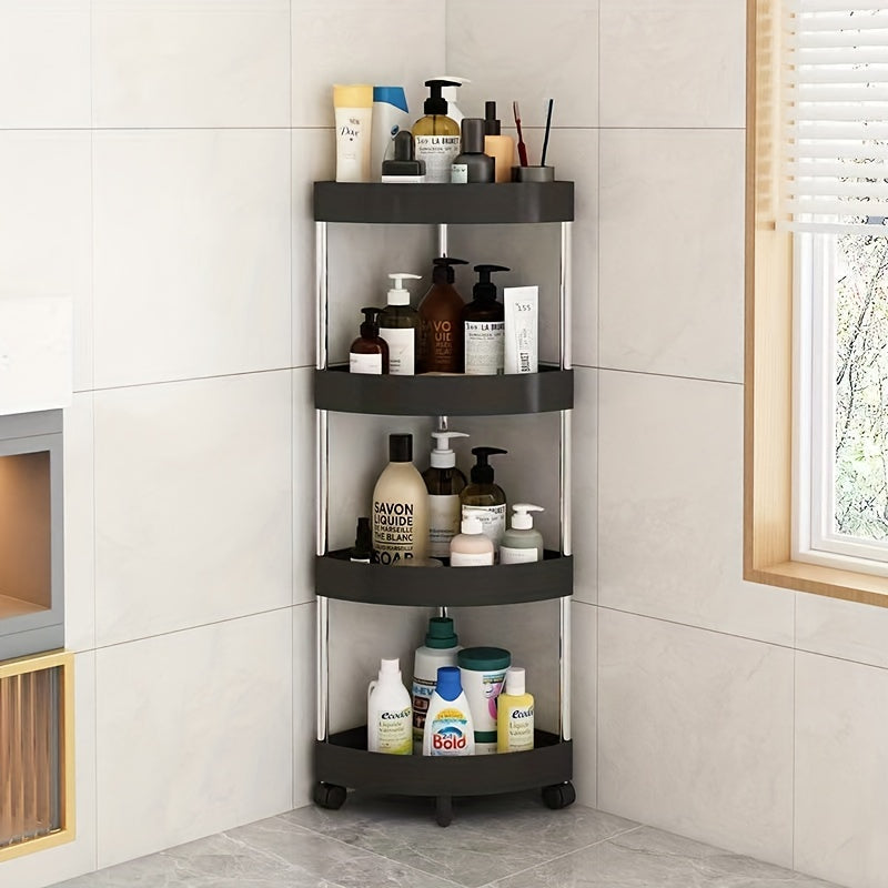 1pc Punch Corner Shelf & Storage Rack for Kitchen & Bathroom