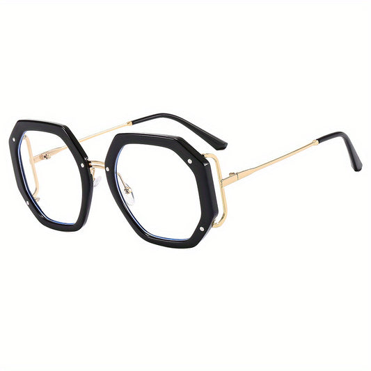 Anti Light Clear Lens Glasses Polygon Tortoiseshell Computer Glasses