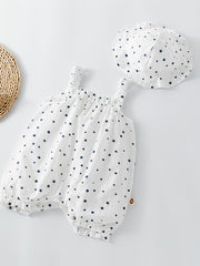 Baby Girls Star Print Suspender Pants & Hat Set