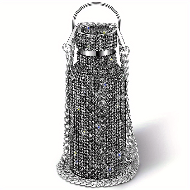 Rhinestone Stainless Steel Water Bottle with Chain