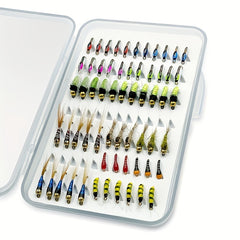 61pcs Hand Tied Fly Fishing Flies Assortment for Trout Dry Wet Flies Scud Nymphs