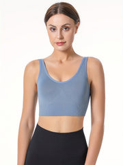 Adjustable Ribbed Sport Bra Comfy & Breathable Women's Underwear