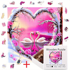 Love Swan Hot Wooden Puzzle - Ages 3+ - Hell Difficulty - Gift Box