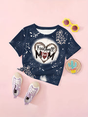 FOOTBALL MOM Print Short Sleeve T shirt For Girls Summer Gift