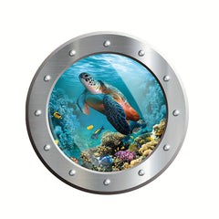 Cartoon 3D Turtle Diving Mirror Toilet Sticker