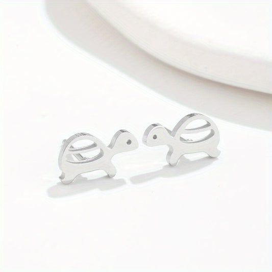 2pcs Men's Stainless Steel Mini Turtle Earrings