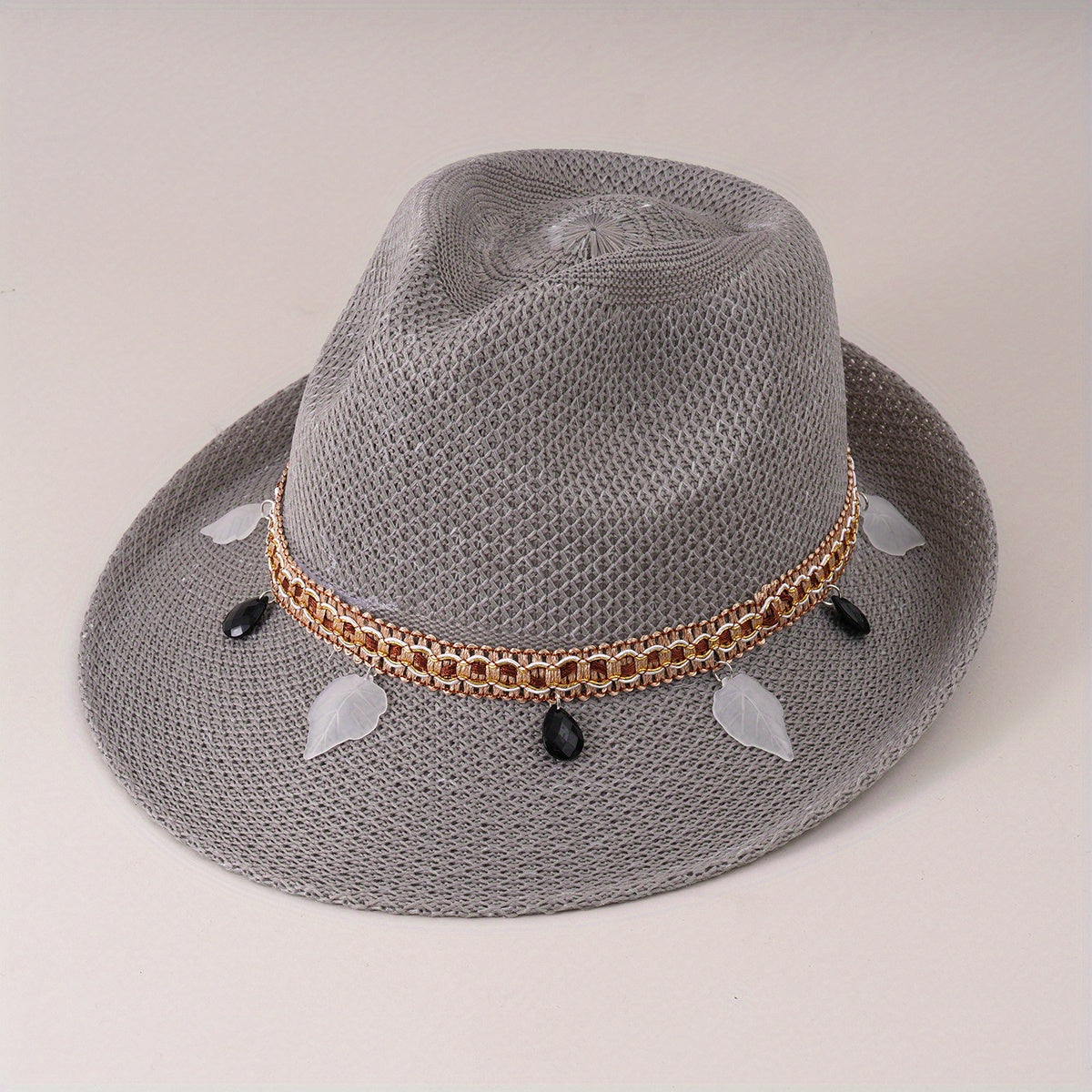 Youth Straw Jazz Top Hat Gentleman Sunshade Outdoor Summer Hat