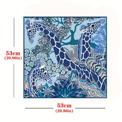 Cartoon Giraffe Print Bandana Boho Animal Pattern Square Scarf