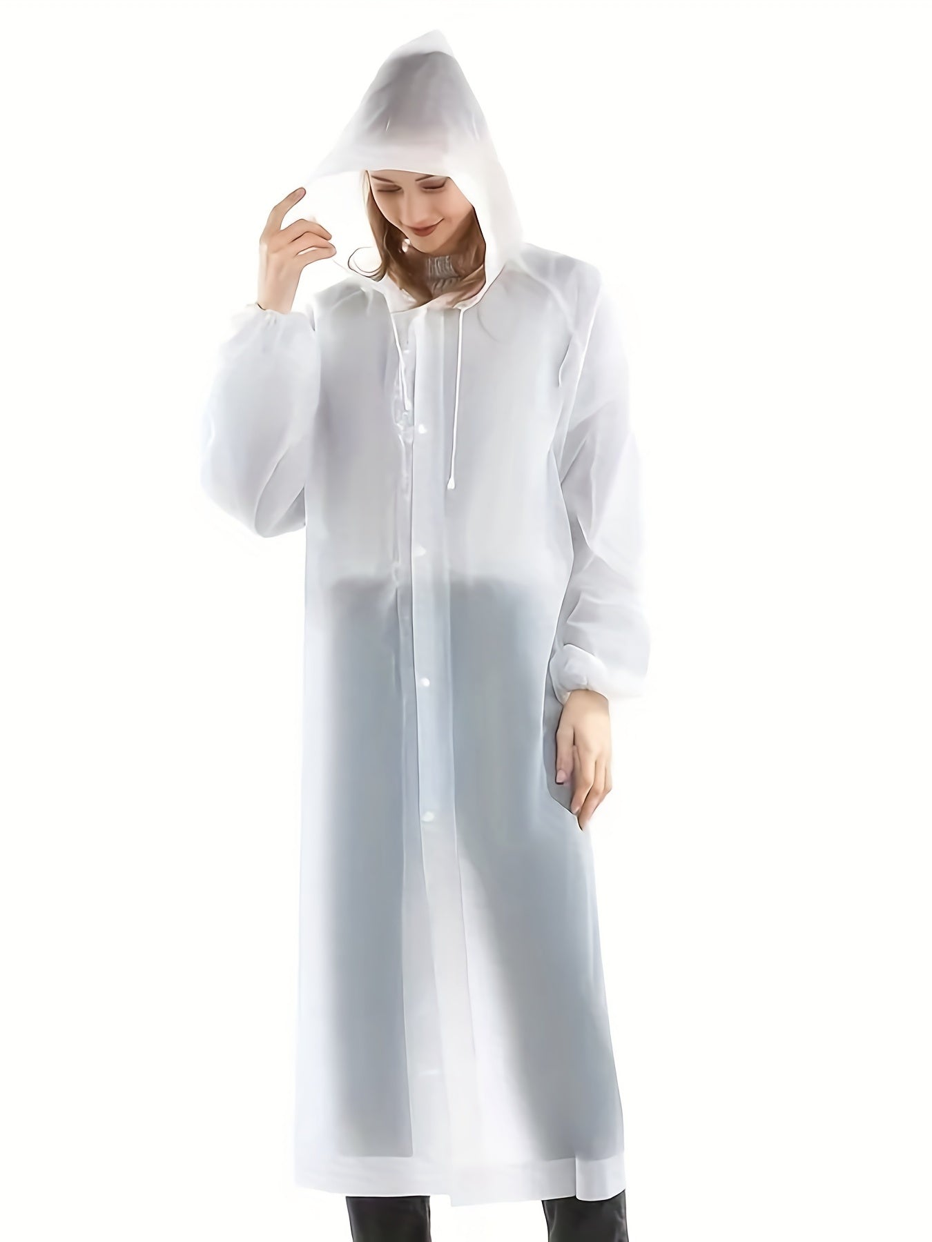Retro Reusable Cycling Rain Poncho Hooded Jacket