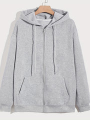 Drawstring Hoodie Zip Up Sweatshirt