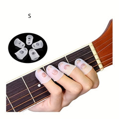 5pcs Silicone Guitar Fingertip Protectors for Stringed Instruments - 3 Sizes
