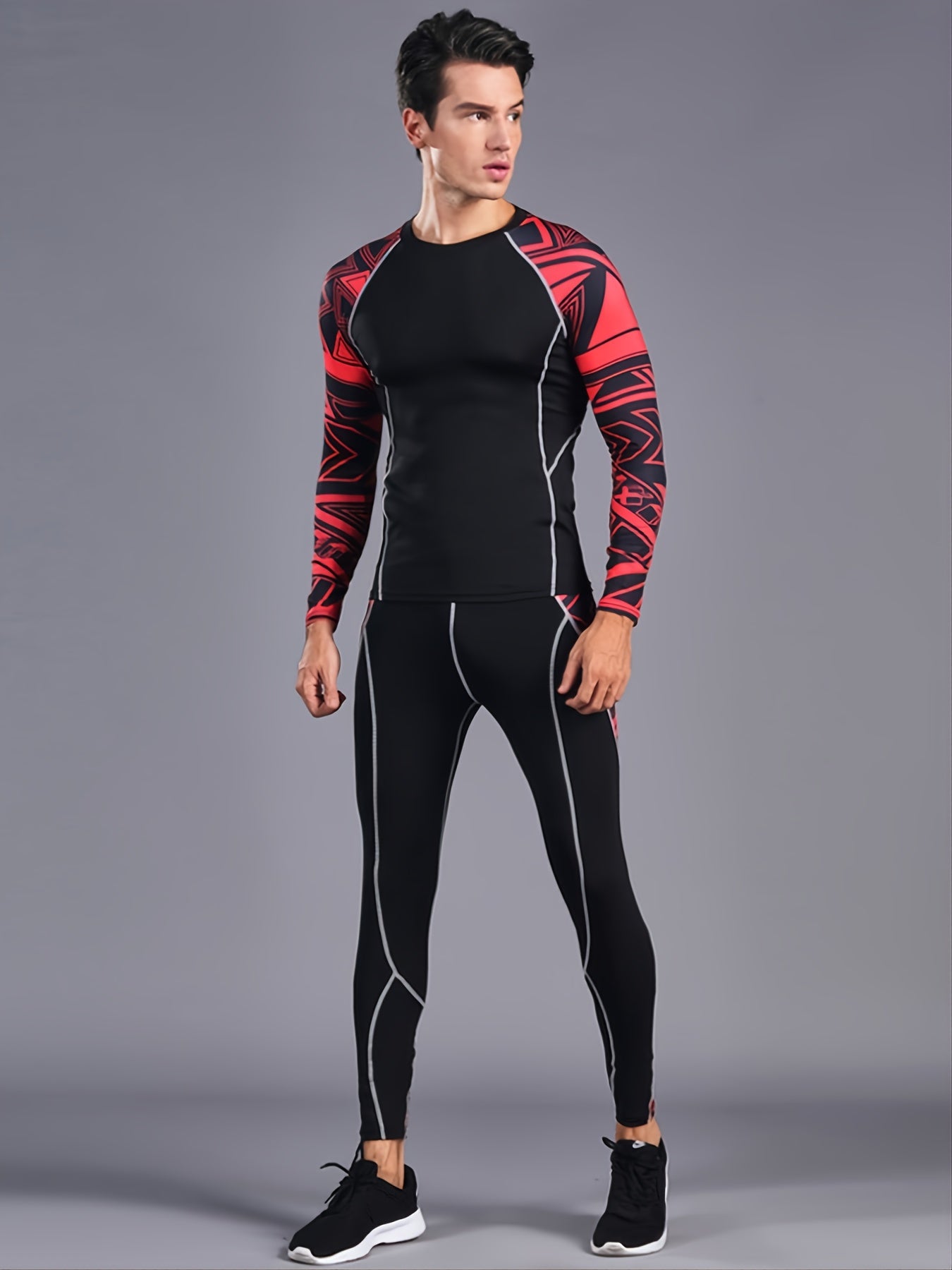Quick Dry Men's Sports Suit Long Sleeve Fitness T Shirt