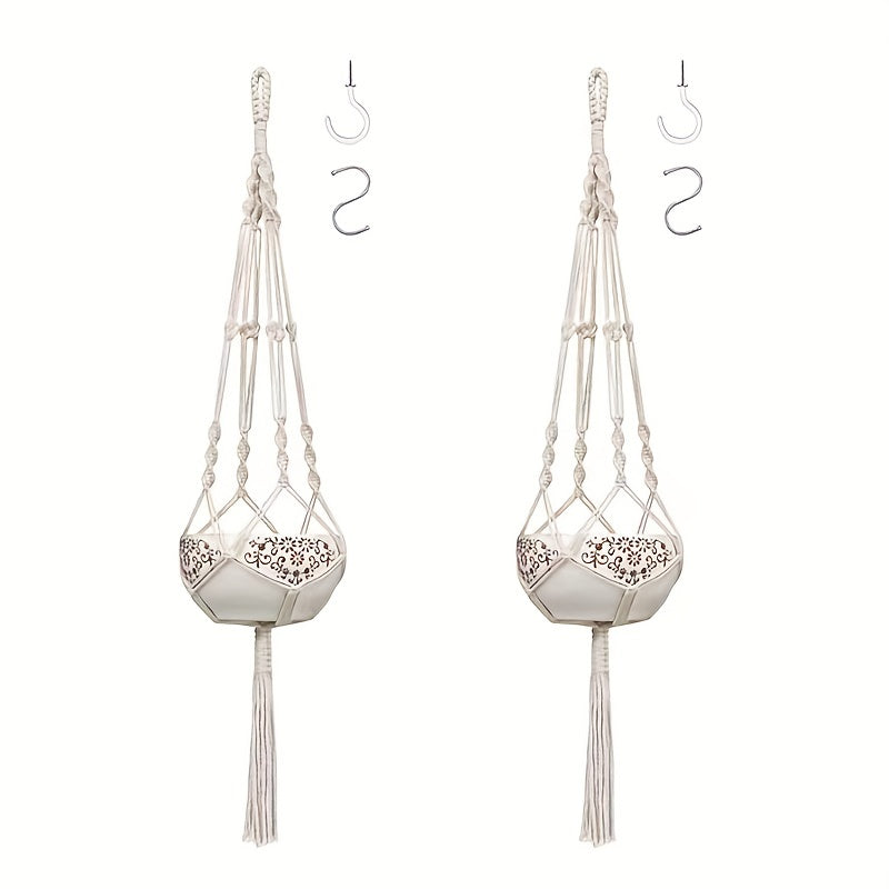 2pcs Macrame Plant Hanger Indoor Hanging Planter Basket