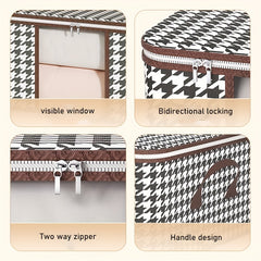 Houndstooth Wardrobe Quilt Organizer Double Zipper Clothes Storage Box