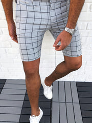 Men's Plaid Cotton Blend Shorts Casual Stretch Dress Shorts