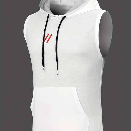 Men's Sleeveless Hoodie with Drawstring for Summer Outdoor Activities