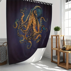 Waterproof Octopus Shower Curtain 72x72in