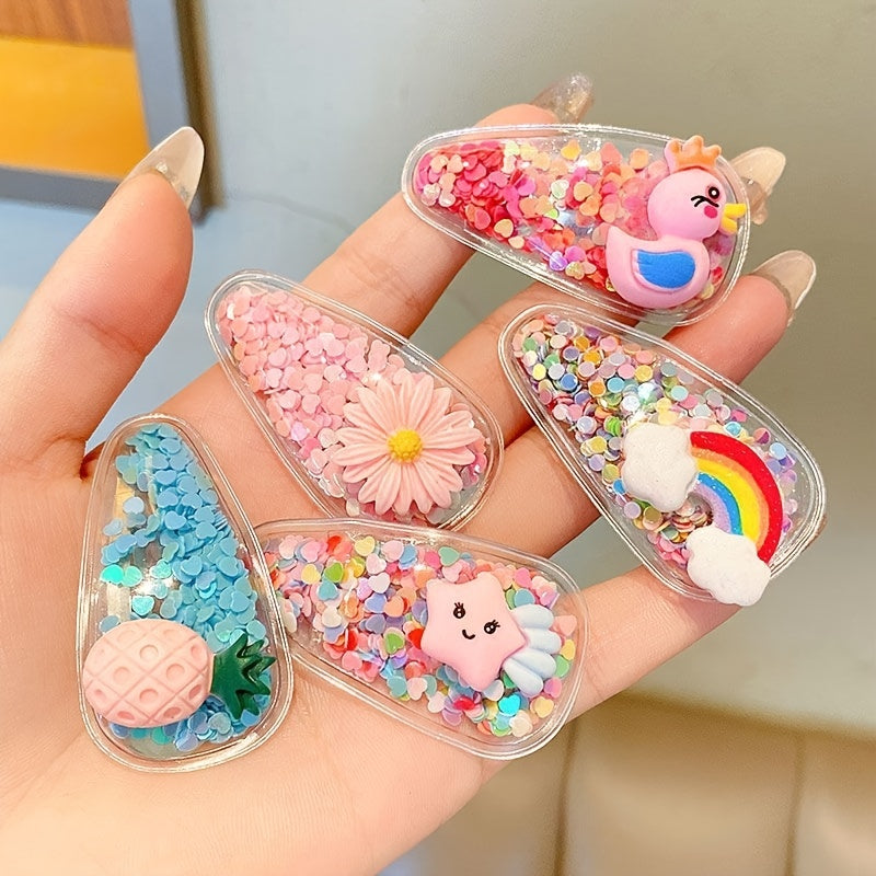 5pcs Kids Candy Hair Clips Girls Hair Accessories Set Fruit Flowers Rainbow