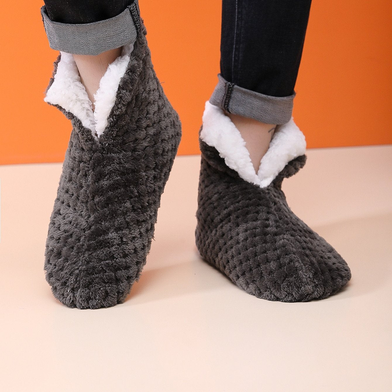 Cozy Plush House Slippers Men Winter Indoor Shoes