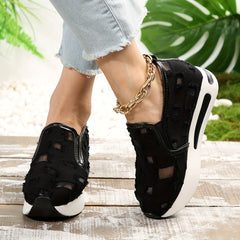 Mesh Ripped Slip On Chunky Sneakers Thick Sole Walking Shoes