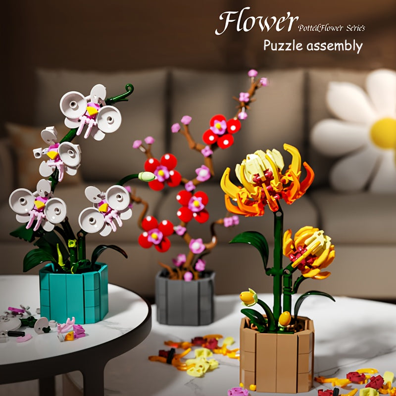 Building Blocks Flower Potted Vase for Adults Women