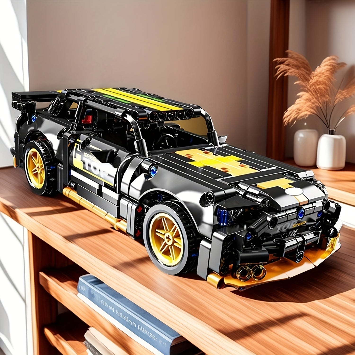 464pcs Car Building Block Set and Yellow Sports Car Toy
