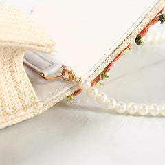 Laciness Crossbody Bag With Pearl Handle and Shoulder Strap