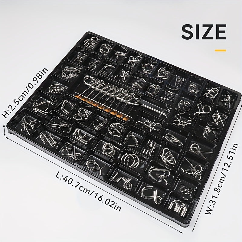 50pcs Unlocking Toys Set: Luban Lock, Kongming Lock, Nine-ring Puzzle