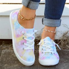 Tie Dye Low Top Lace Up Canvas Shoes